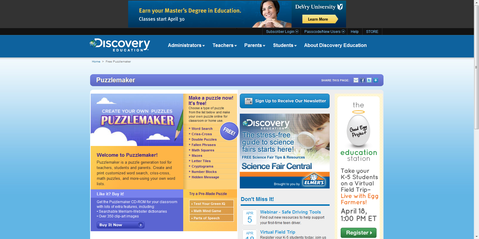 Puzzlemaker   discovery education